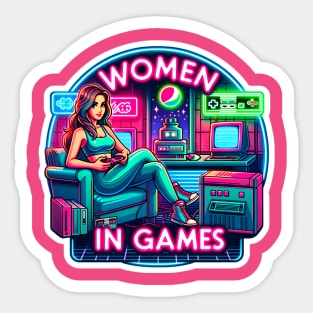 Retro Gamer’s Paradise - Women in Games Neon Sticker